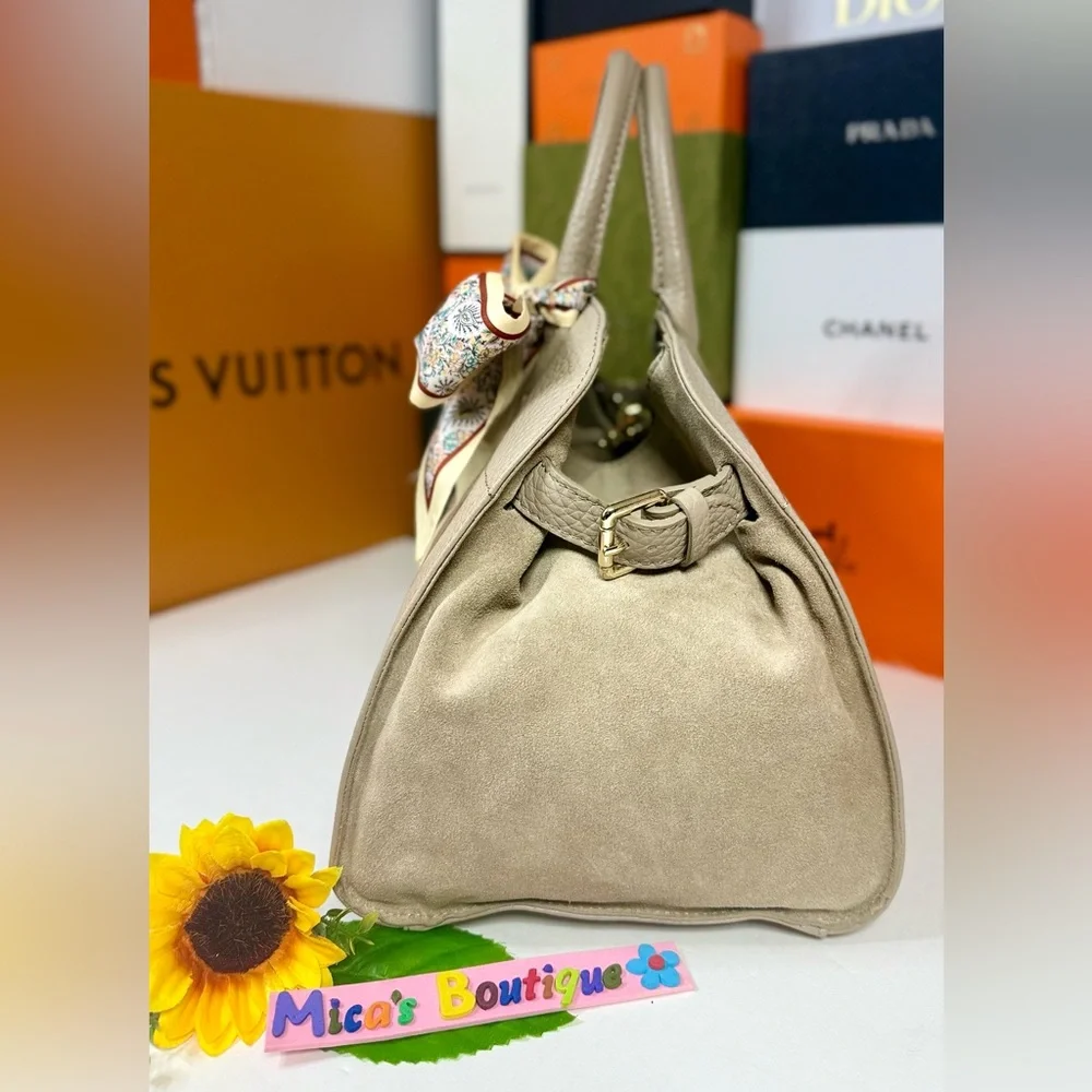 🆕Viral ANNA🇫🇷PAOLA Italian Lether/Suede Beige Satchel Cross bag